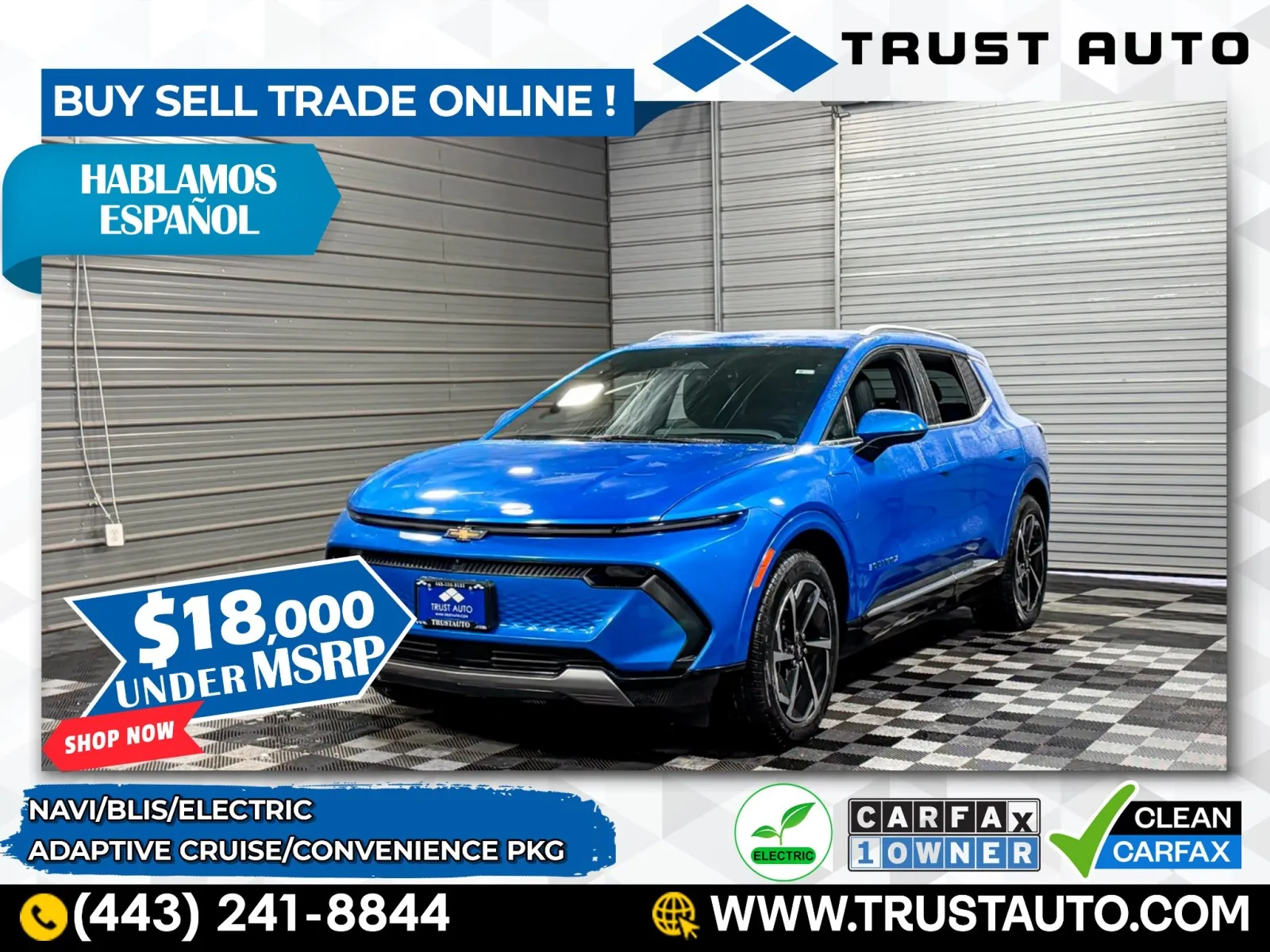 Blue 2025 Chevrolet Equinox EV LT Electric SUV w/Convenience Pkg for sale in Sykesville, MD