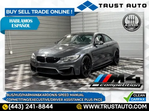 Gray 2016 BMW M4 6-Speed Manual Sport Coupe w/Executive/Competition/Driver Assistance Plus/Lightning Pkgs for sale in Sykesville, MD