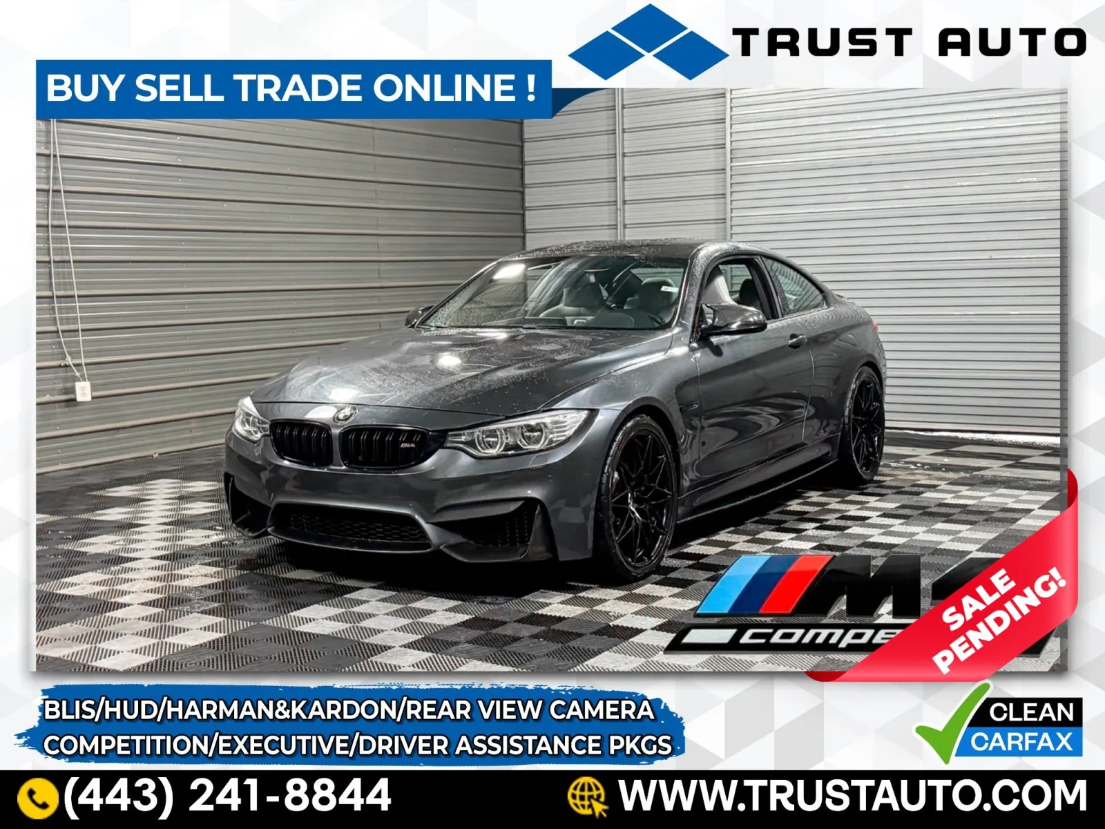 Gray 2016 BMW M4 Sport Coupe w/Executive/Competition/Driver Assistance Plus/Light for sale in Sykesville, MD
