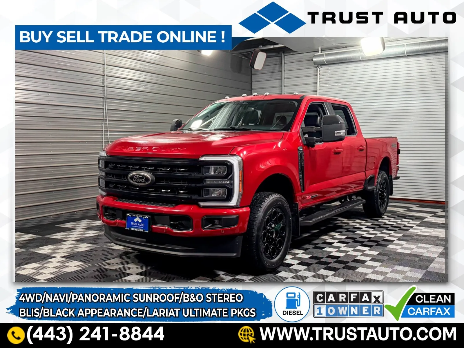 Red 2023 Ford Super Duty F-350 SRW LARIAT 4WD Crew Cab Power Stroke Ho Diesel Pickup Truck w/Black Appearance/Lariat Ultimate Pkgs for sale in Sykesville, MD