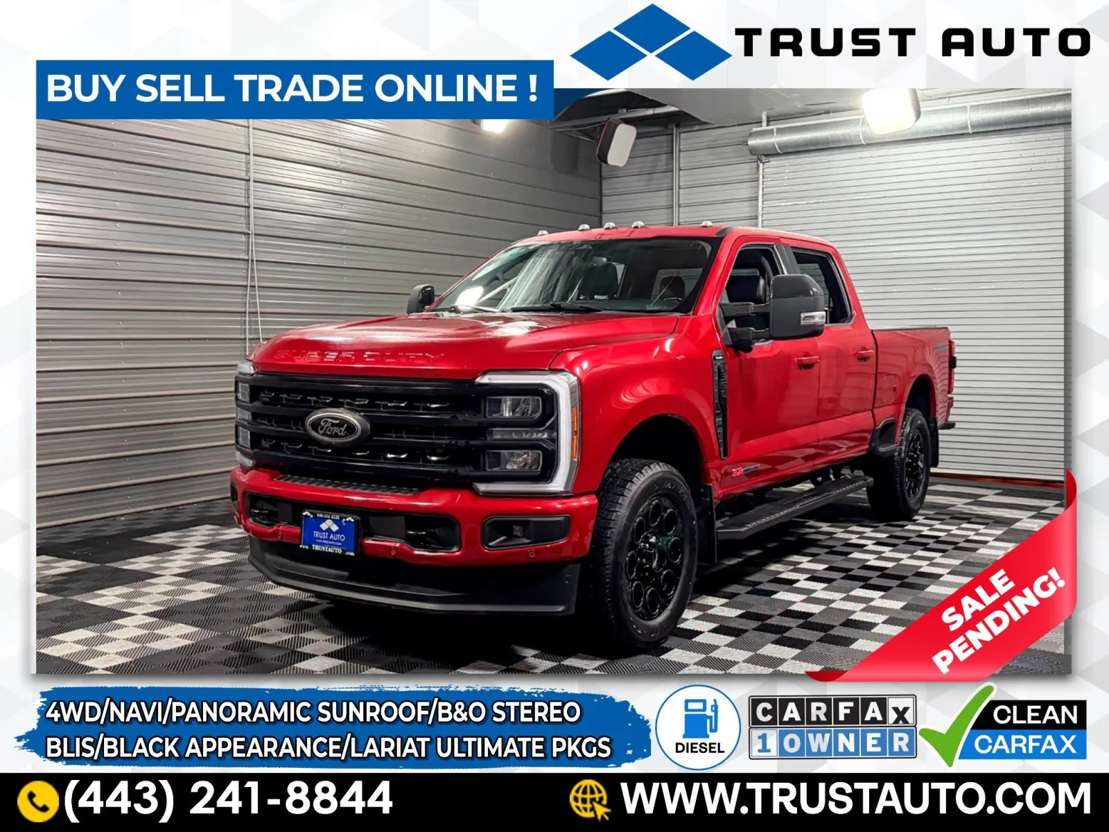 Red 2023 Ford Super Duty F-350 SRW LARIAT 4WD Crew Cab Power Stroke Ho Diesel Pickup Truck w/Black for sale in Sykesville, MD