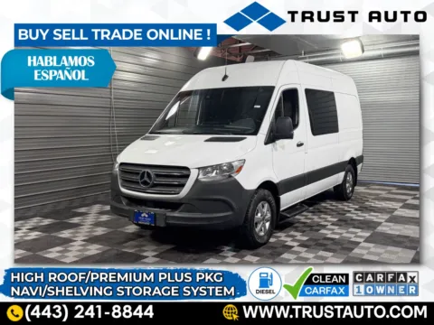 White 2019 Mercedes-Benz Sprinter 2500 Cargo 144''WB High Roof Diesel Minivan/Van for sale in Sykesville, MD