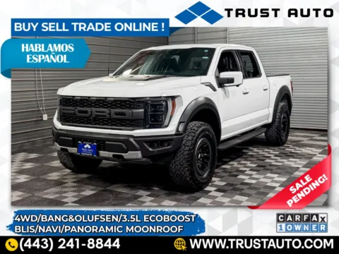 White 2022 Ford F-150 Raptor 4WD SuperCrew Ecoboost Pickup Truck for sale in Sykesville, MD