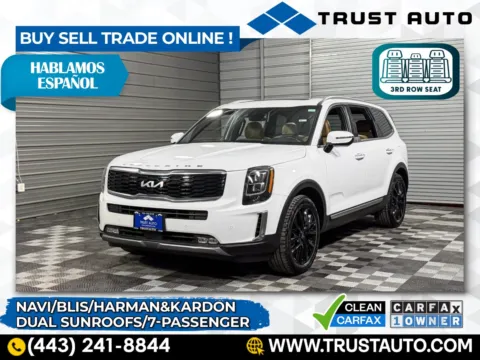 White 2022 Kia Telluride SX 7-Passenger SUV for sale in Sykesville, MD