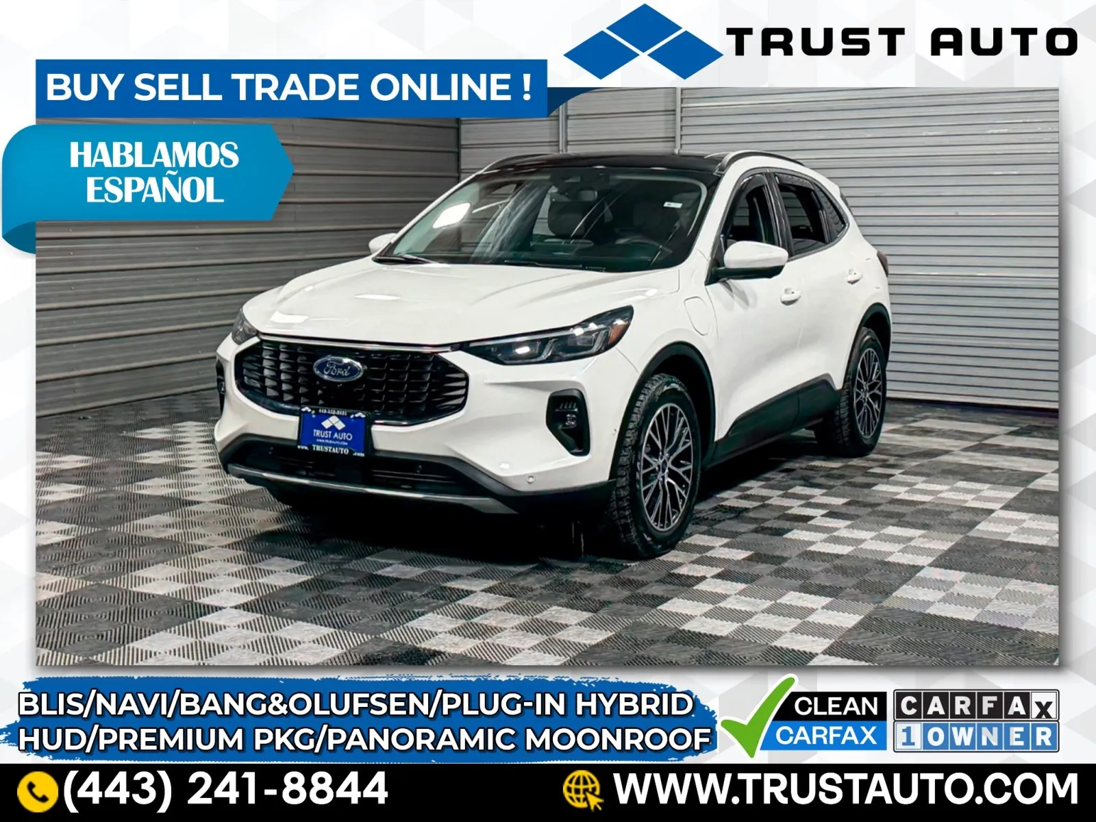 White 2023 Ford Escape PHEV Plug-in Hybrid SUV w/Premuim Pkg for sale in Sykesville, MD