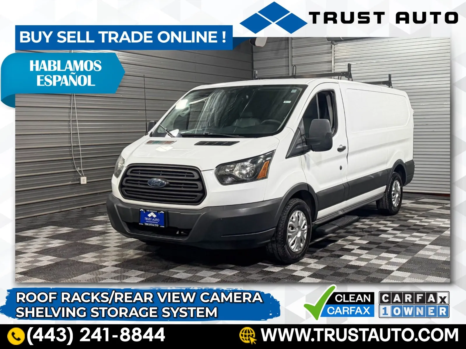 White 2017 Ford Transit T-150 Cargo 130''WB Low Roof Minivan/Van for sale in Sykesville, MD