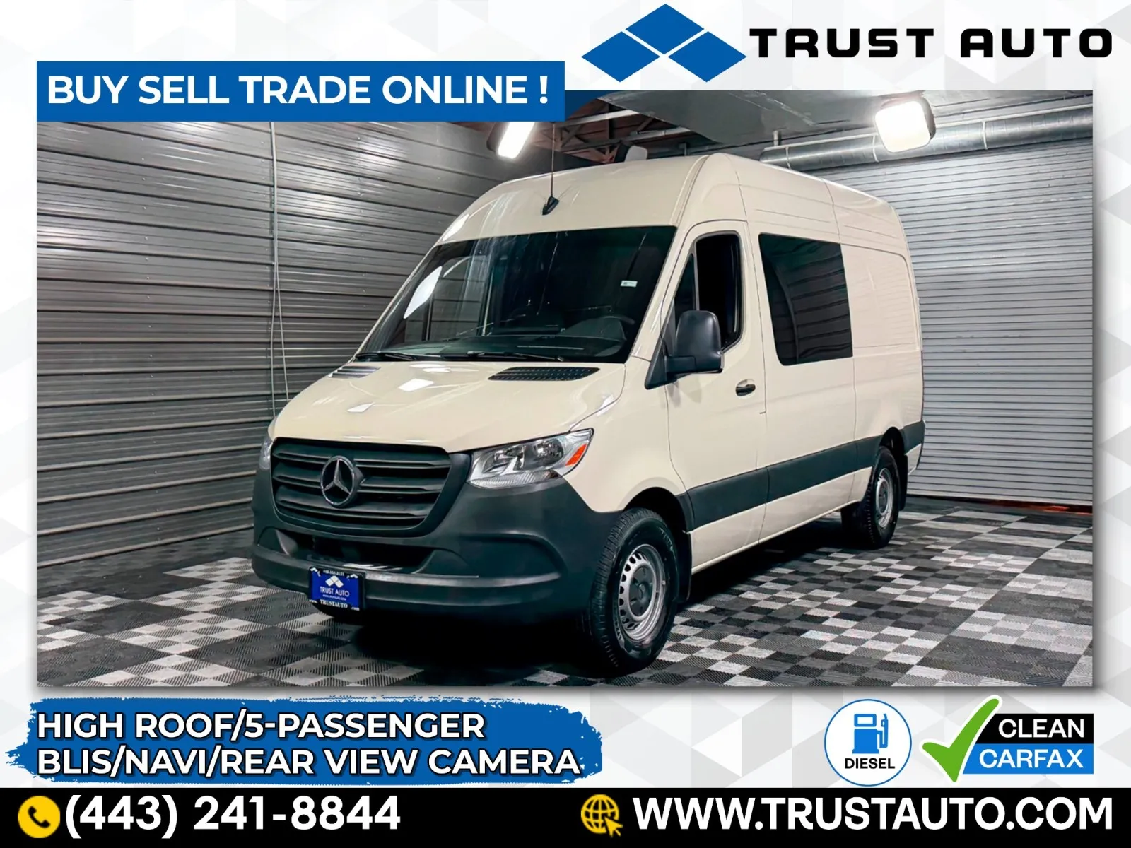 Gray 2024 Mercedes-Benz Sprinter 2500 Crew 144''WB High Roof Diesel Minivan/Van for sale in Sykesville, MD