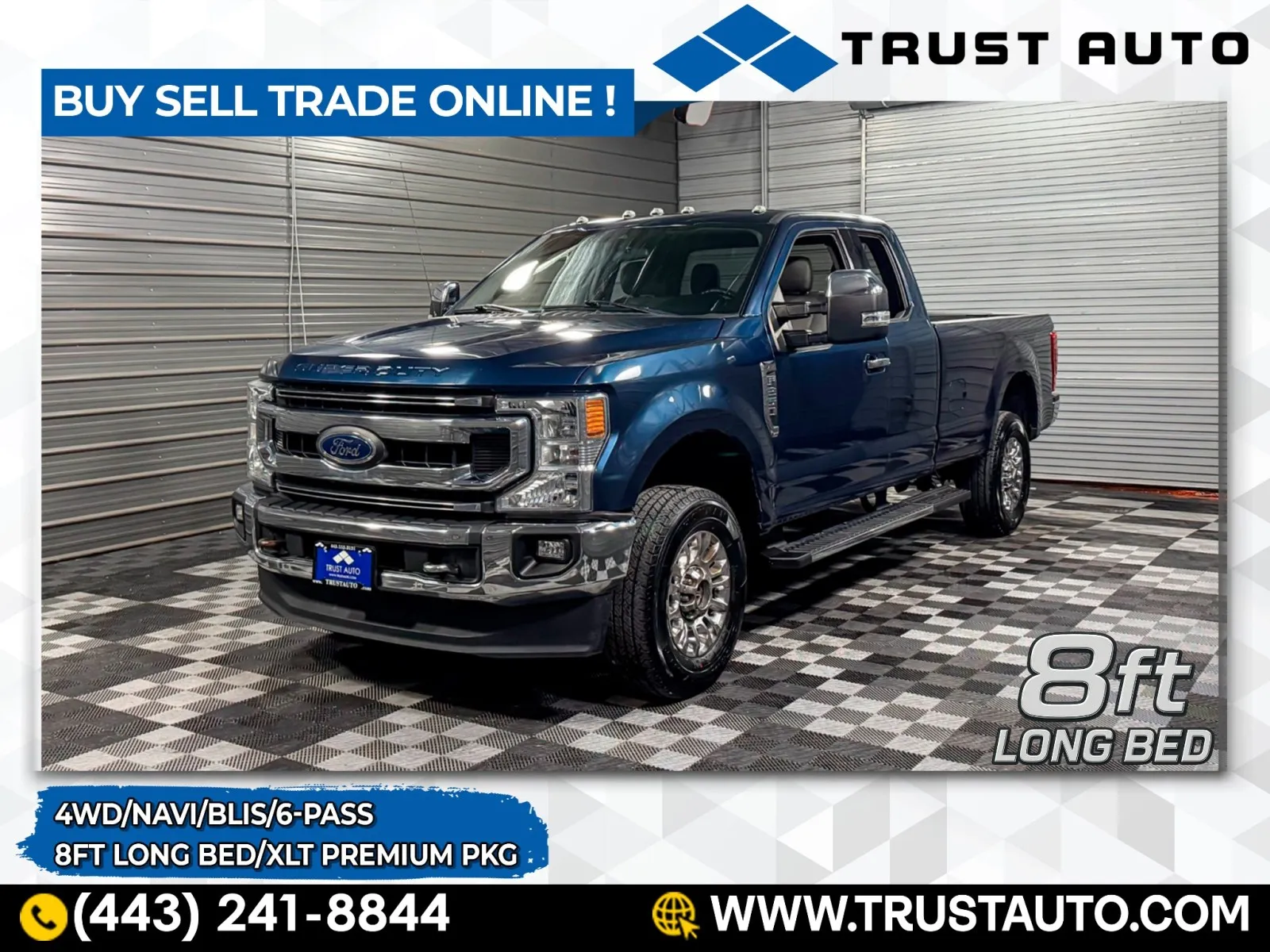 Blue 2020 Ford Super Duty F-250 XLT 4WD SuperCab 8FT Bed 6.2L EFI V8 Pickup Truck w/Premium Pkg for sale in Sykesville, MD