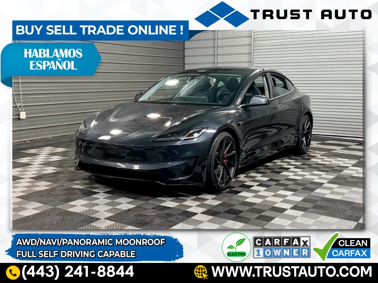 Gray 2025 Tesla Model 3 Performance AWD Dual Motor Electric Sedan for sale in Sykesville, MD