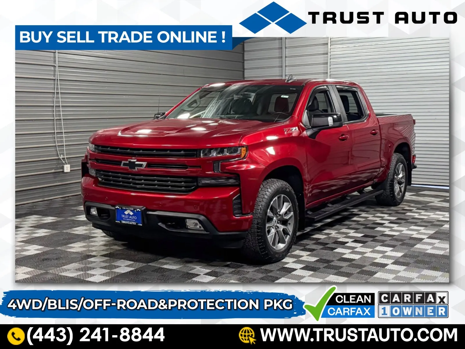 Red 2022 Chevrolet Silverado 1500 LTD RST 4WD Crew Cab Pickup Truck for sale in Sykesville, MD