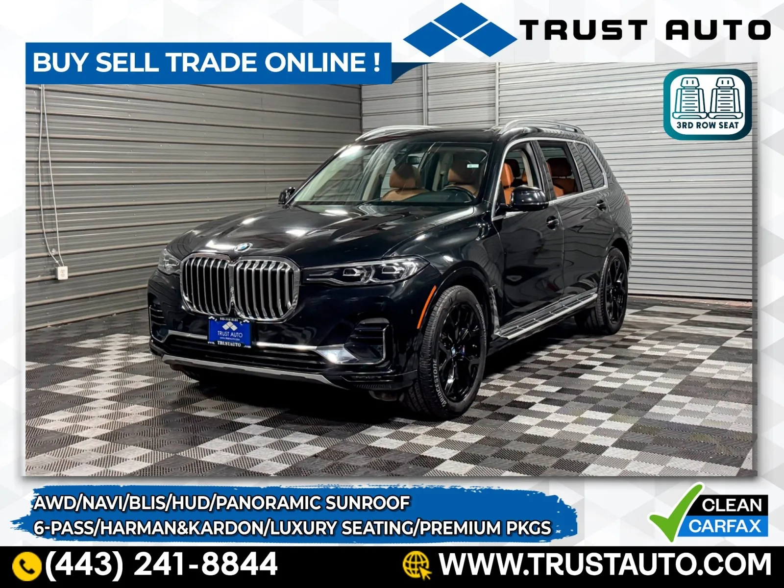 Black 2019 BMW X7 xDrive40i AWD 6-Pass Luxury SUV w/Premium/Luxury Seating Pkgs for sale in Sykesville, MD