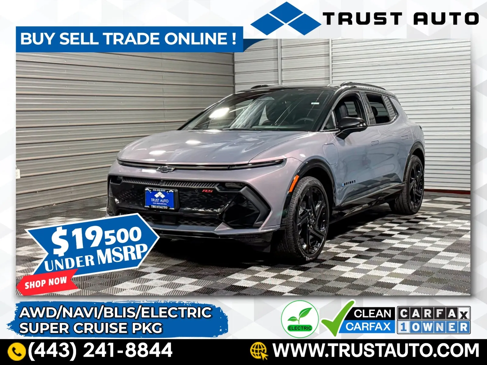 Gray 2024 Chevrolet Equinox EV RS AWD Electric SUV w/Super Cruise Pkg for sale in Sykesville, MD