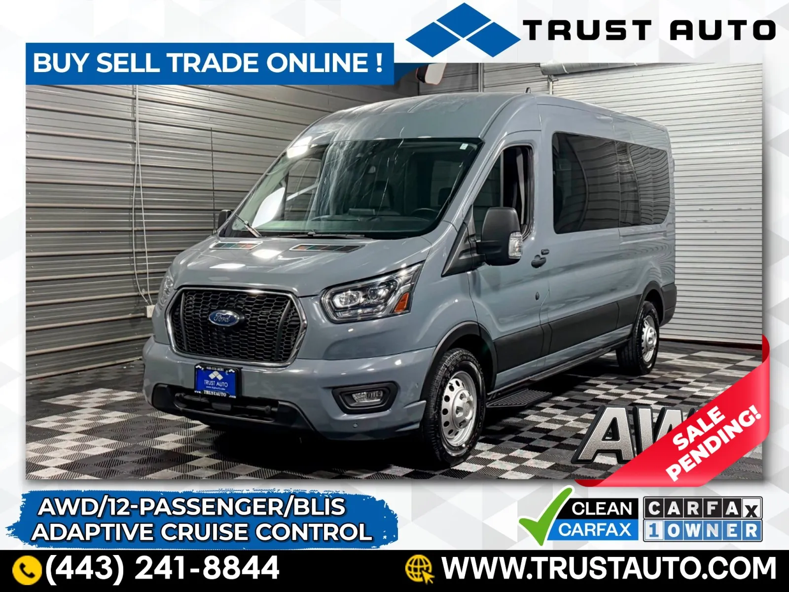 2021 Ford Transit T-350 12-Passenger XLT 148''WB AWD Medium Roof Minivan/Van for sale in Sykesville, MD