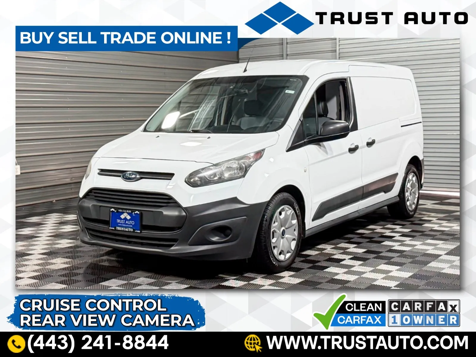 White 2017 Ford Transit Connect Cargo XL 121''LWB Minivan/Van w/Rear Symmetrical Doors for sale in Sykesville, MD