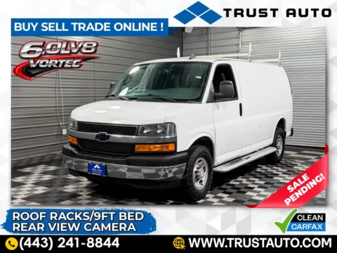 White 2019 Chevrolet Express 2500 Cargo 135''WB Low Roof Minivan/Van w/Roof Racks for sale in Sykesville, MD