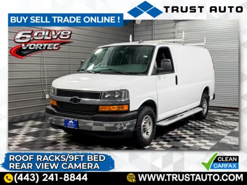 White 2019 Chevrolet Express 2500 Cargo 135''WB Low Roof Minivan/Van w/Roof Racks for sale in Sykesville, MD