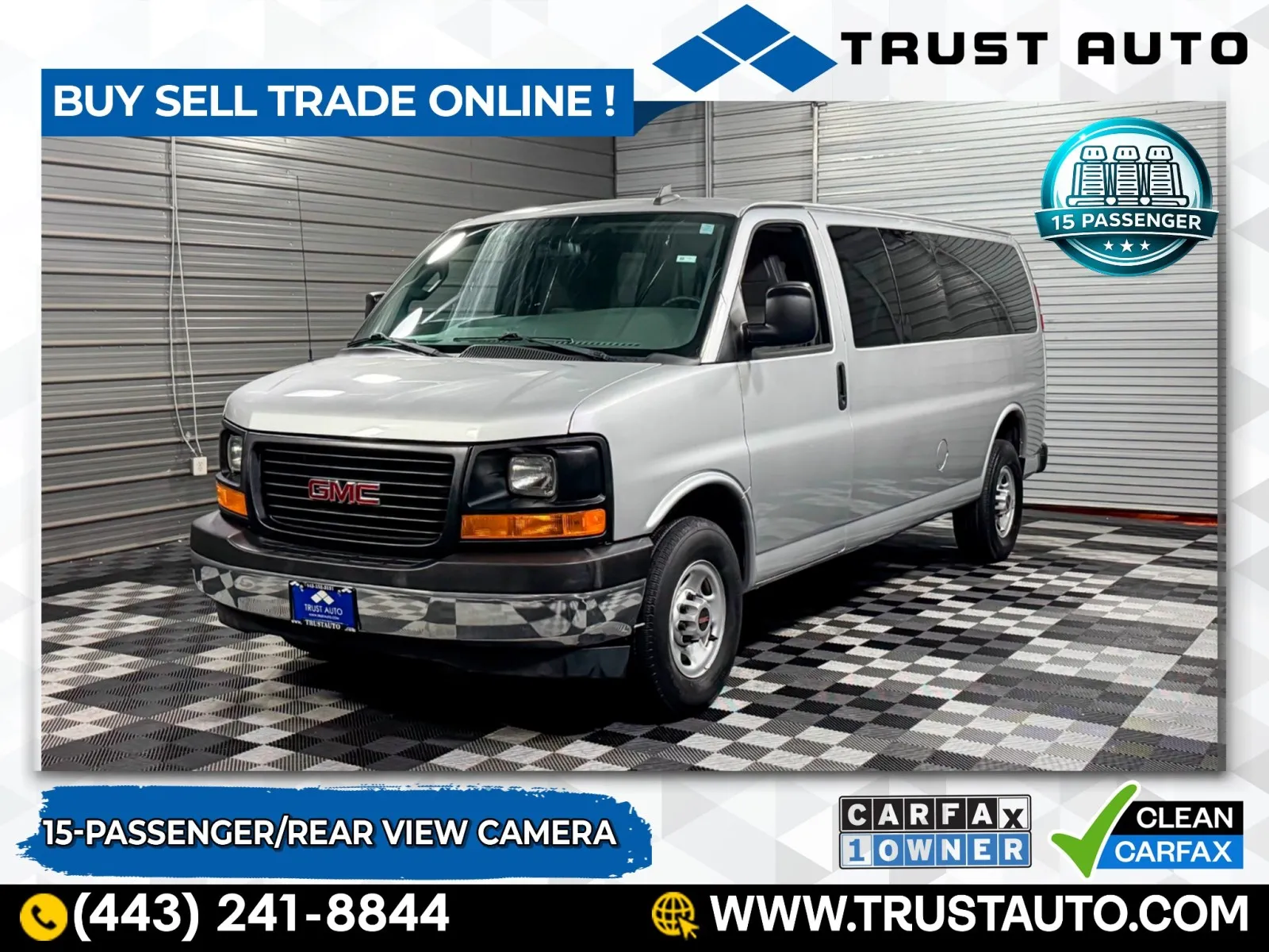 Silver 2017 GMC Savana 3500 15-Passenger LS 155''WB Minivan/Van for sale in Sykesville, MD