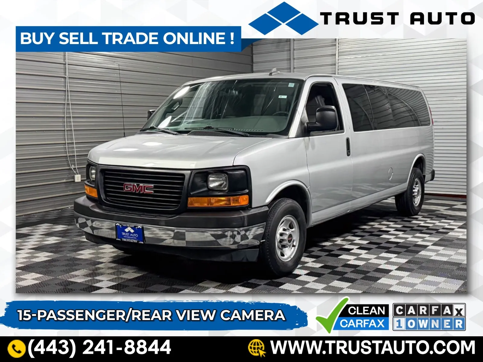 Silver 2017 GMC Savana 3500 15-Passenger LS 155''WB Minivan/Van for sale in Sykesville, MD