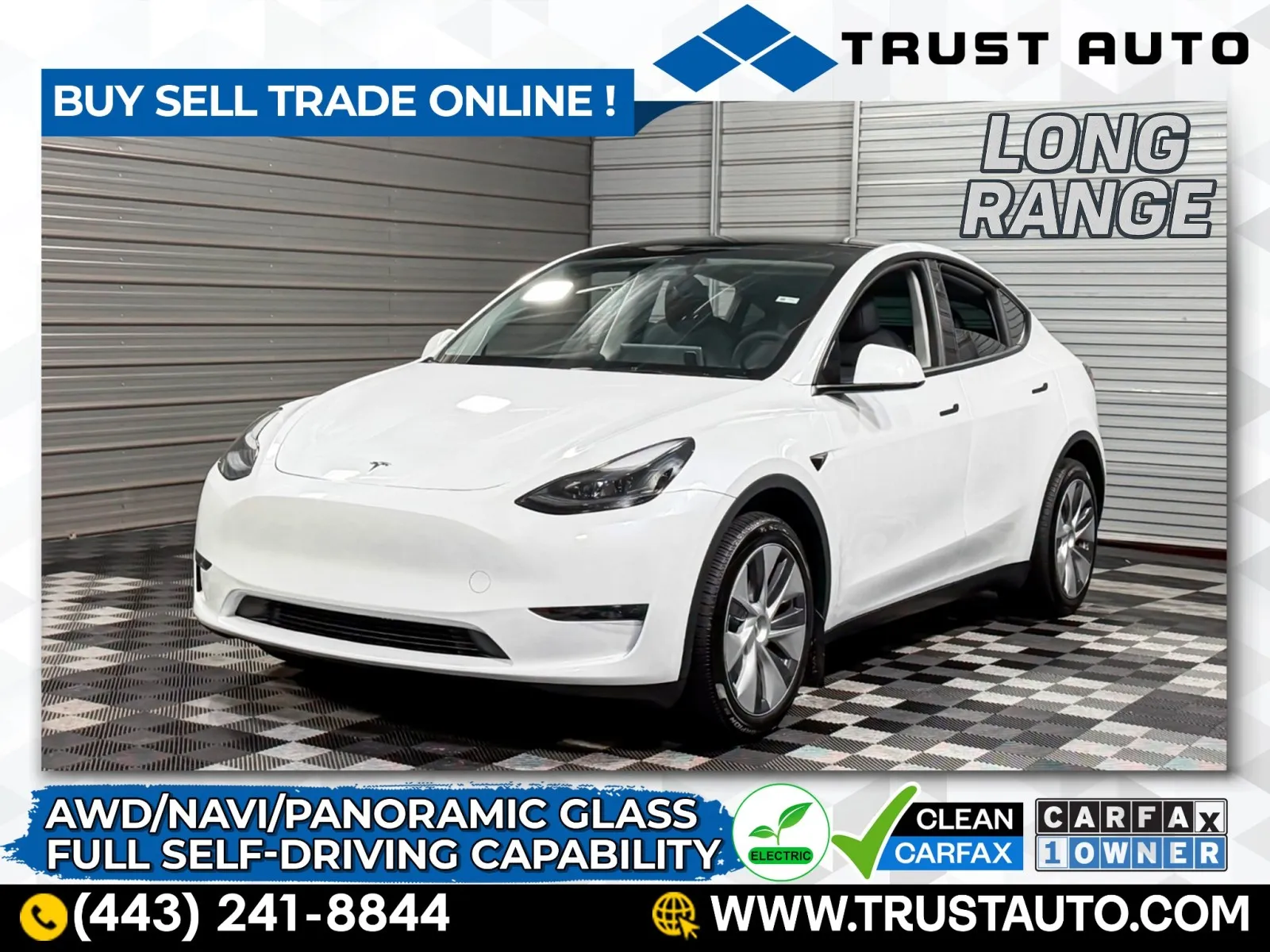 White 2024 Tesla Model Y Long Range AWD SUV w/Full Self-Driving Capability for sale in Sykesville, MD