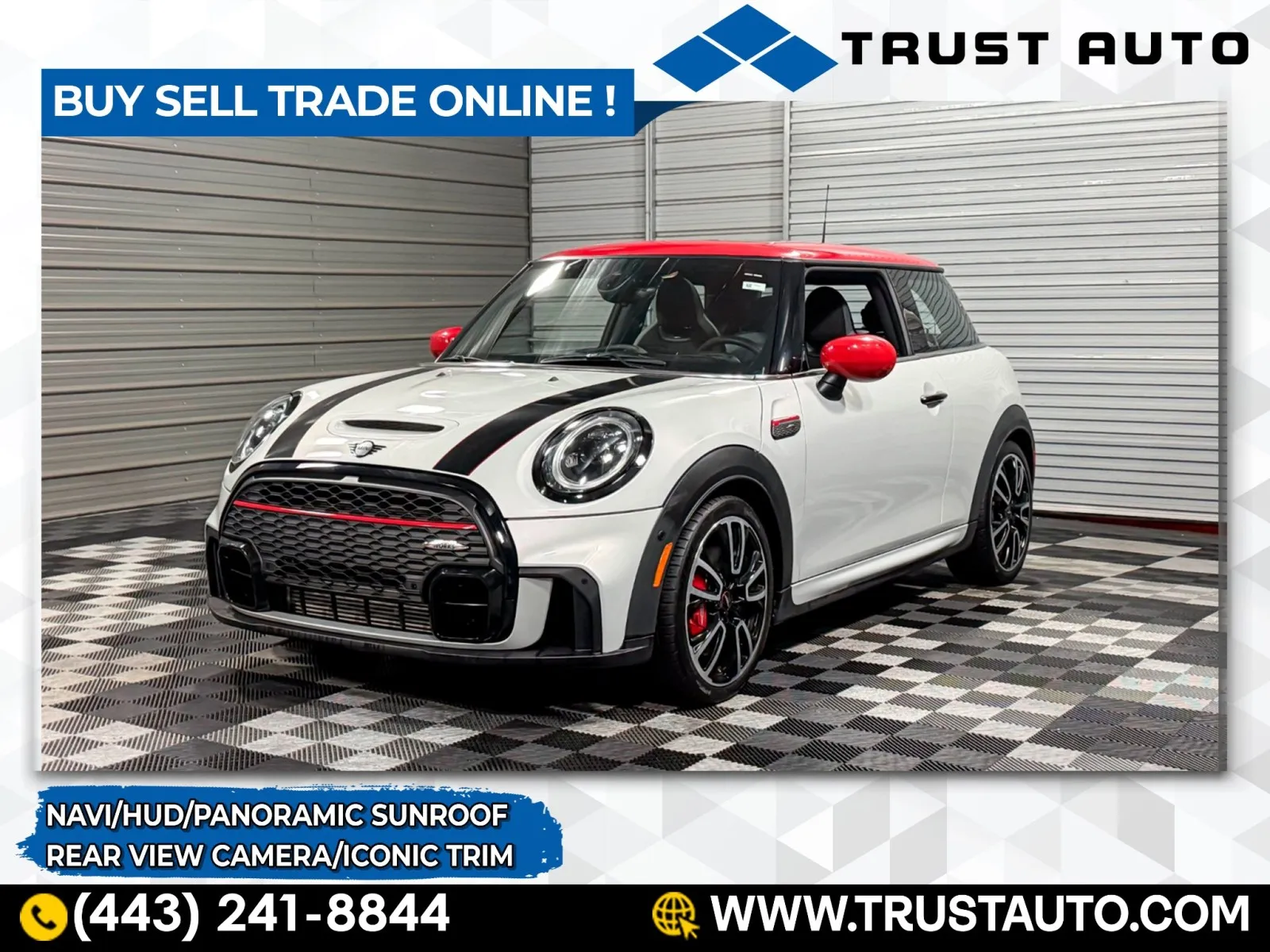White 2022 MINI Hardtop 2 Door John Cooper Works Hatchback w/Iconic Trim for sale in Sykesville, MD