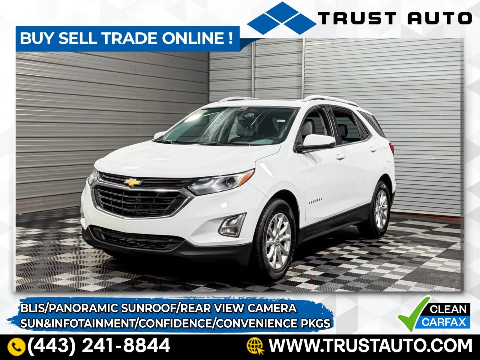 White 2018 Chevrolet Equinox LT SUV w/Sun & Infotainment/Confidence & Convenience Pkgs for sale in Sykesville, MD