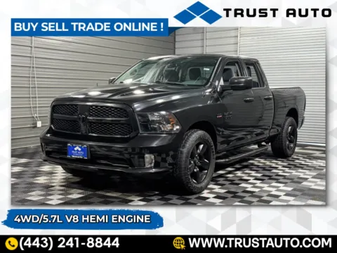 Black 2017 Ram 1500 Express 4WD Quad Cab 5.7L V8 HEMI Pickup Truck for sale in Sykesville, MD