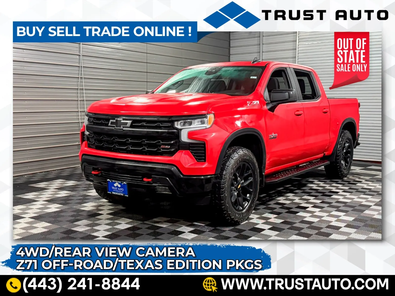 Red 2022 Chevrolet Silverado 1500 RST 4WD Crew Cab Pickup Truck for sale in Sykesville, MD