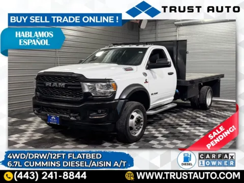 White 2021 Ram 5500 Chassis Tradesman Regular Cab 4WD Flat Bed Truck for sale in Sykesville, MD