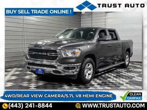 Gray 2021 Ram 1500 Big Horn 4WD Crew Cab 5.7L V8 HEMI Etorque Pickup Truck for sale in Sykesville, MD