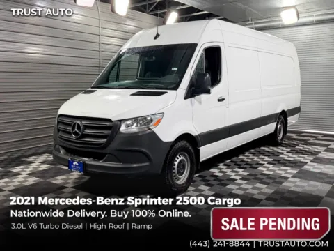 White 2021 Mercedes-Benz Sprinter 2500 Cargo 170''WB High Roof Extended 3.0L V6 Turbo Diesel Minivan/Van for sale in Sykesville, MD