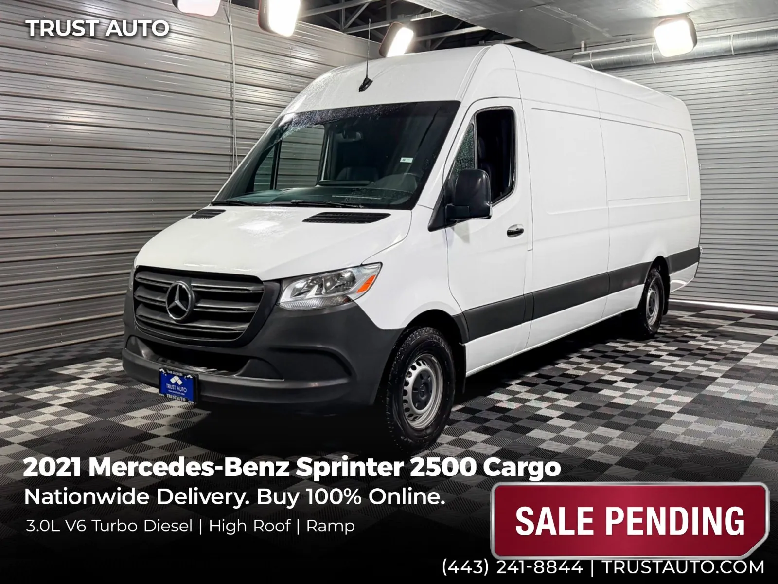 2021 Mercedes-Benz Sprinter 2500 Cargo 170''WB High Roof Extended 3.0L V6 Turbo Diesel Minivan/Van for sale in Sykesville, MD