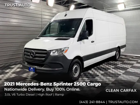 White 2021 Mercedes-Benz Sprinter 2500 Cargo 170''WB High Roof Extended 3.0L V6 Turbo Diesel Minivan/Van for sale in Sykesville, MD