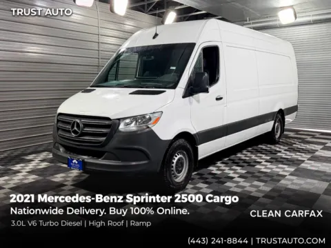 White 2021 Mercedes-Benz Sprinter 2500 Cargo 170''WB High Roof Extended 3.0L V6 Turbo Diesel Minivan/Van for sale in Sykesville, MD