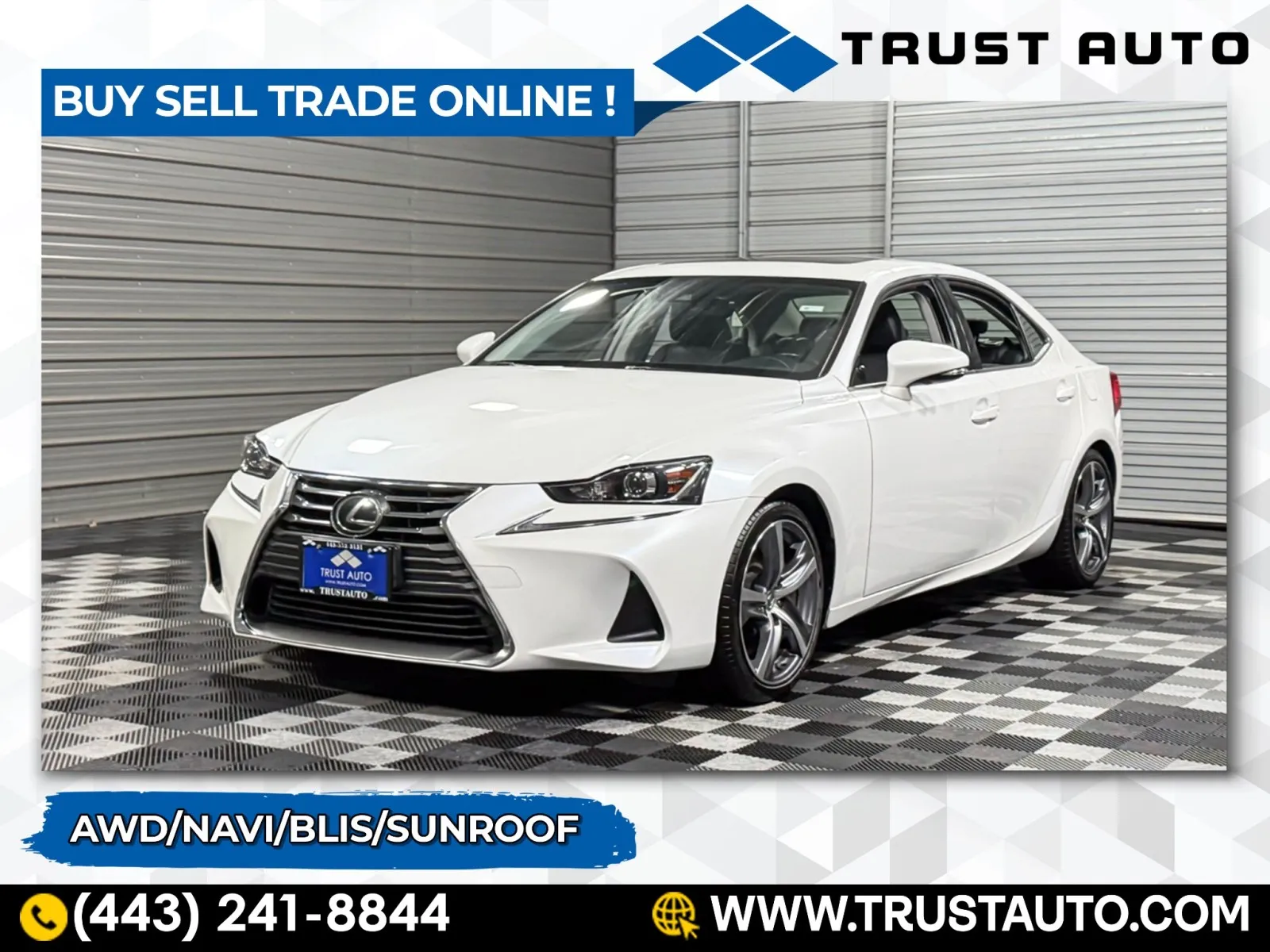 White 2017 Lexus IS 300 AWD Sedan for sale in Sykesville, MD