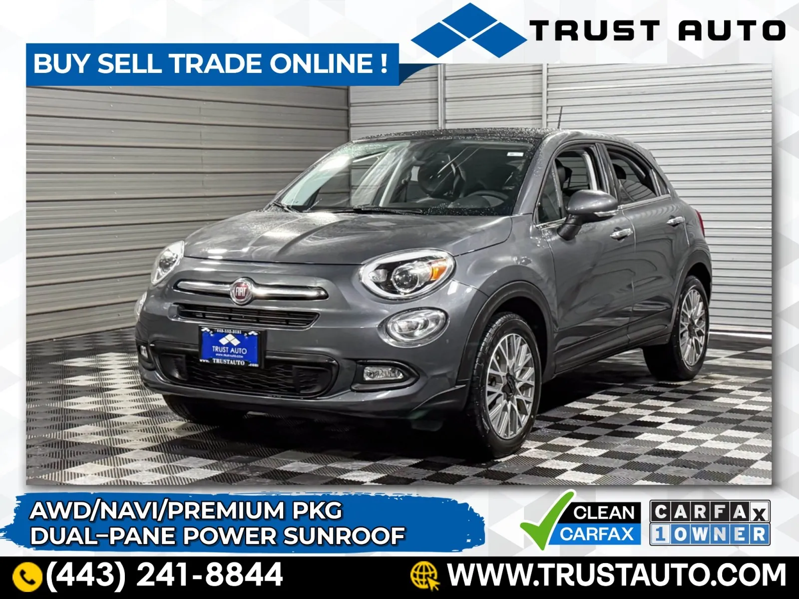 Gray 2018 FIAT 500X Lounge AWD SUV w/Premium Pkg for sale in Sykesville, MD