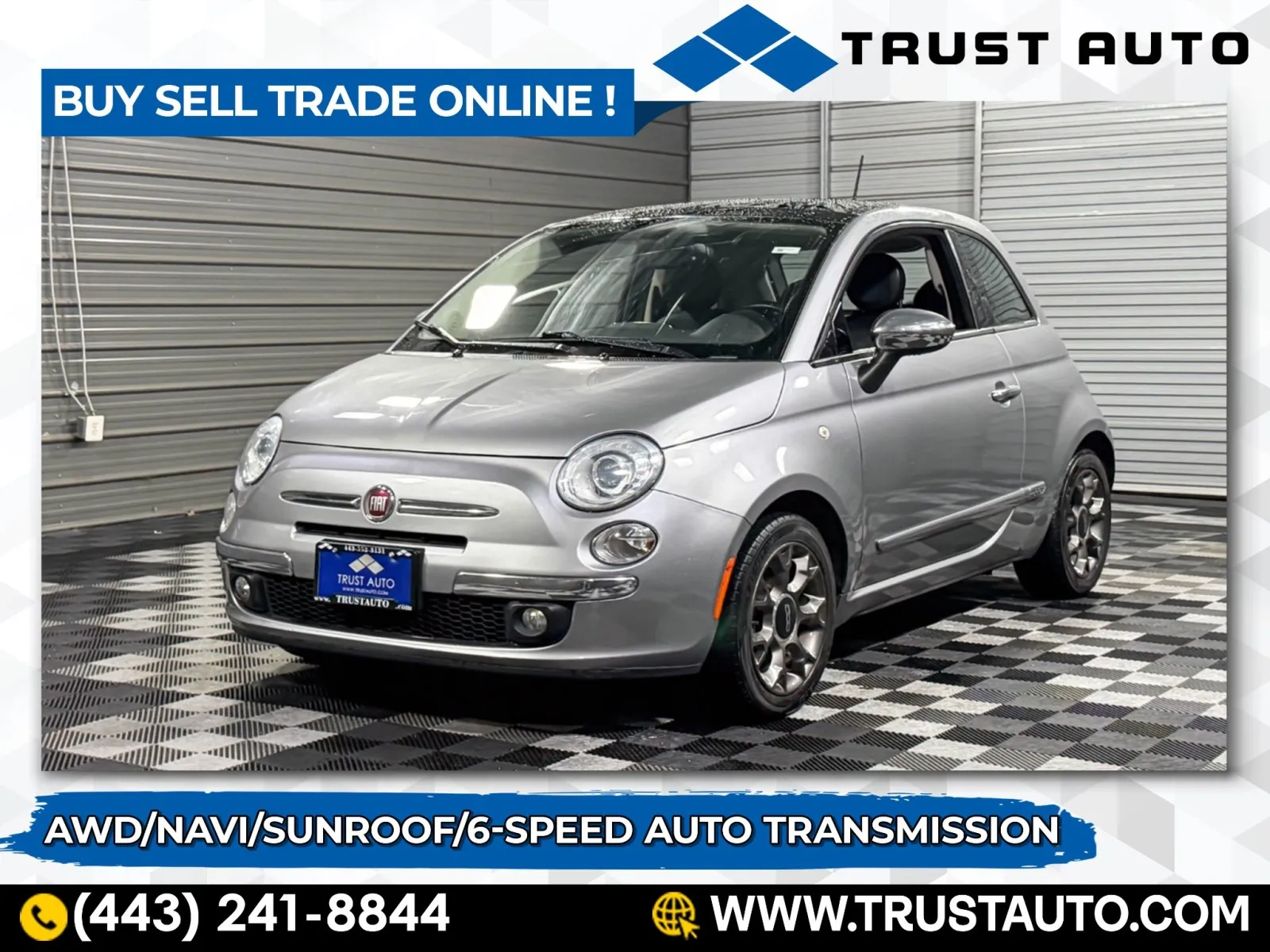 Silver 2017 FIAT 500 Lounge Hatchback for sale in Sykesville, MD