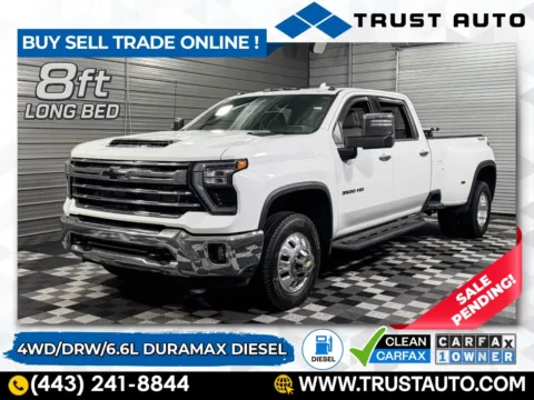 White 2024 Chevrolet Silverado 3500HD DRW LTZ 4WD Crew Cab Dually Duramax Diesel Pickup Truck for sale in Sykesville, MD