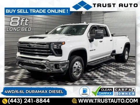 White 2024 Chevrolet Silverado 3500HD LTZ 4WD Crew Cab 8FT Bed Duramax Diesel Pickup Truck for sale in Sykesville, MD