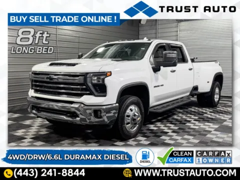 White 2024 Chevrolet Silverado 3500HD DRW LTZ 4WD Crew Cab Dually 8FT Bed Duramax Diesel Pickup Truck for sale in Sykesville, MD