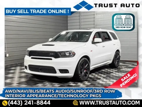 White 2018 Dodge Durango SRT AWD 6-Passenger Luxury SUV for sale in Sykesville, MD