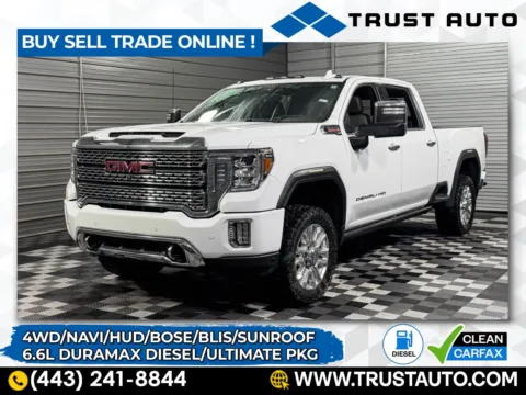 White 2023 GMC Sierra 2500HD Denali 4WD Crew Cab Duramax Diesel Pickup Truck for sale in Sykesville, MD