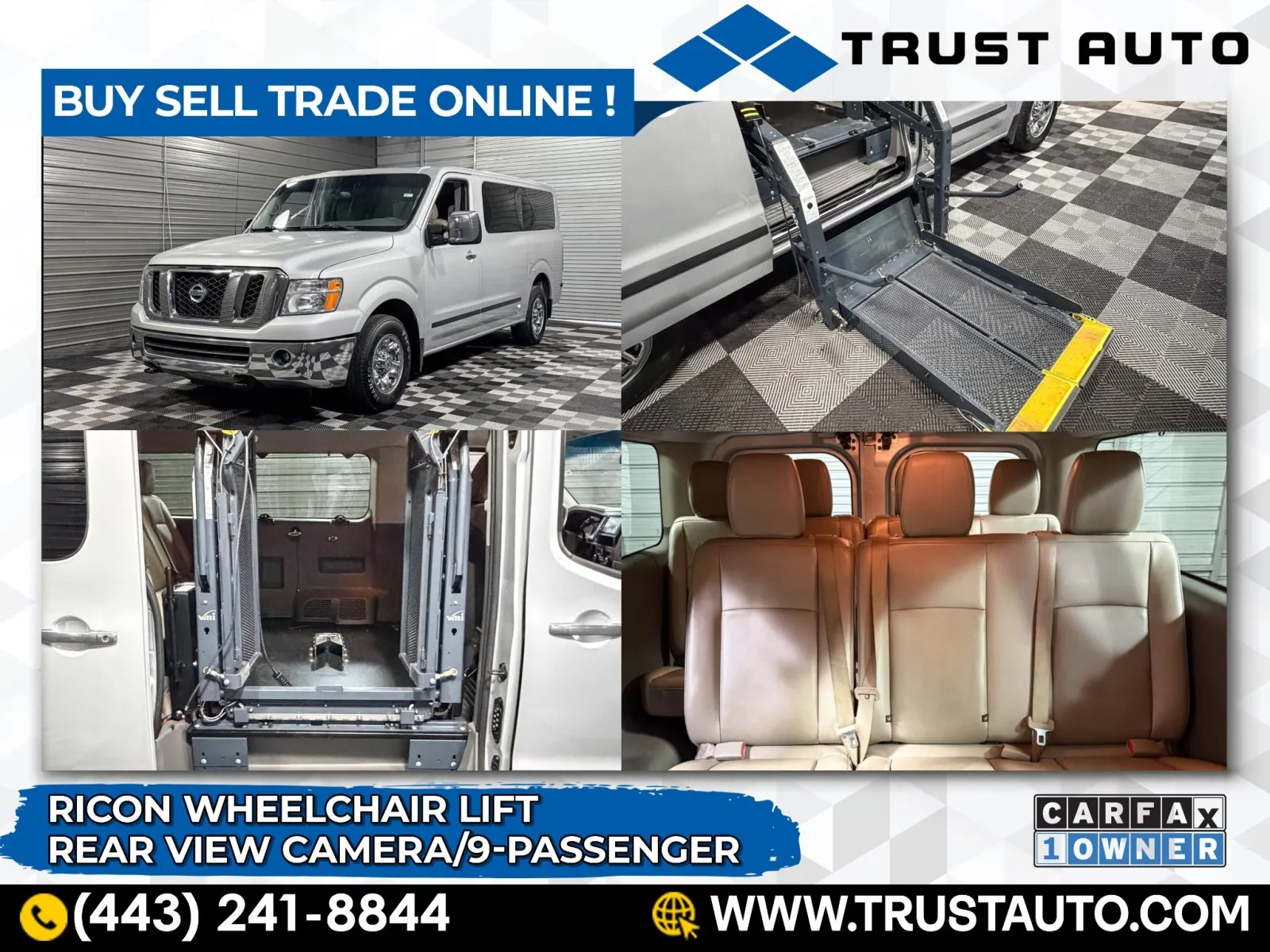 Silver 2019 Nissan NV3500 HD 9-Passenger SL Low Roof Conversion Wheelchair-Accessible Minivan/Van w for sale in Sykesville, MD