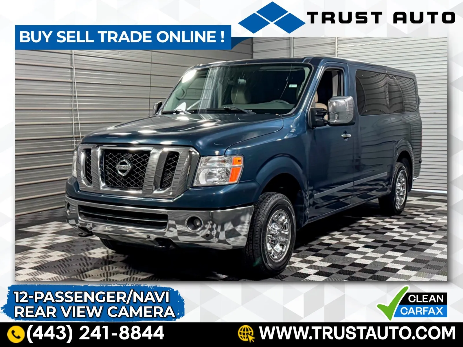 Blue 2019 Nissan NV3500 HD 12-Passenger SL V8 Low Roof Minivan/Van for sale in Sykesville, MD