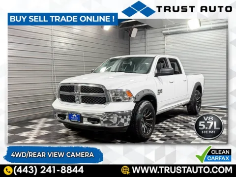 White 2019 Ram 1500 Classic SLT 4WD Crew Cab 5.7L V8 Hemi Pickup Truck for sale in Sykesville, MD