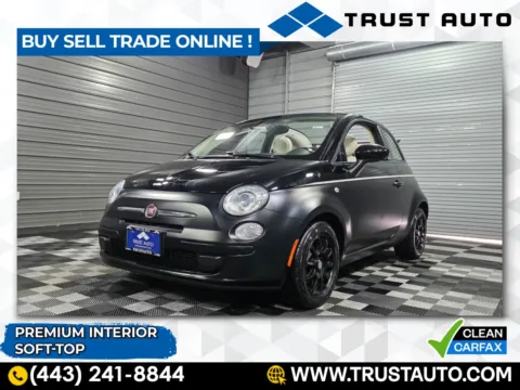 Black 2017 FIAT 500c Pop Cabrio Soft-Top Convertible for sale in Sykesville, MD