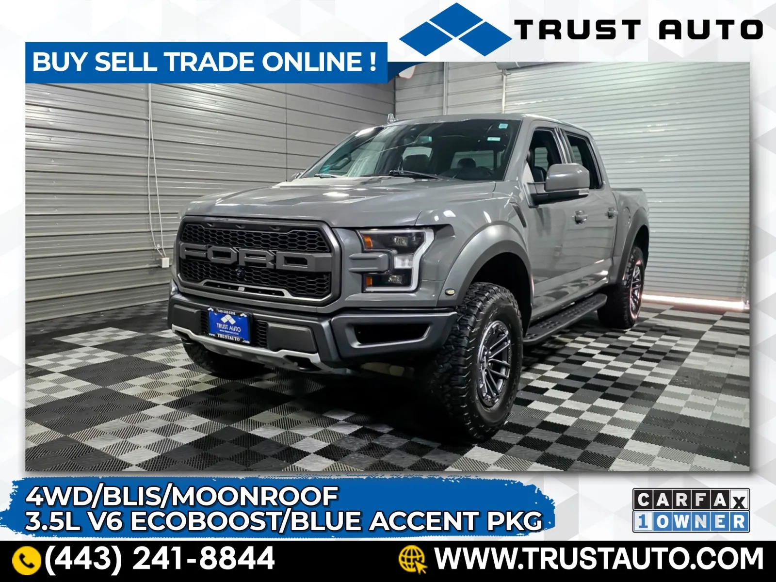 Gray 2020 Ford F-150 Raptor 4WD SuperCrew Ecoboost Pickup Truck for sale in Sykesville, MD