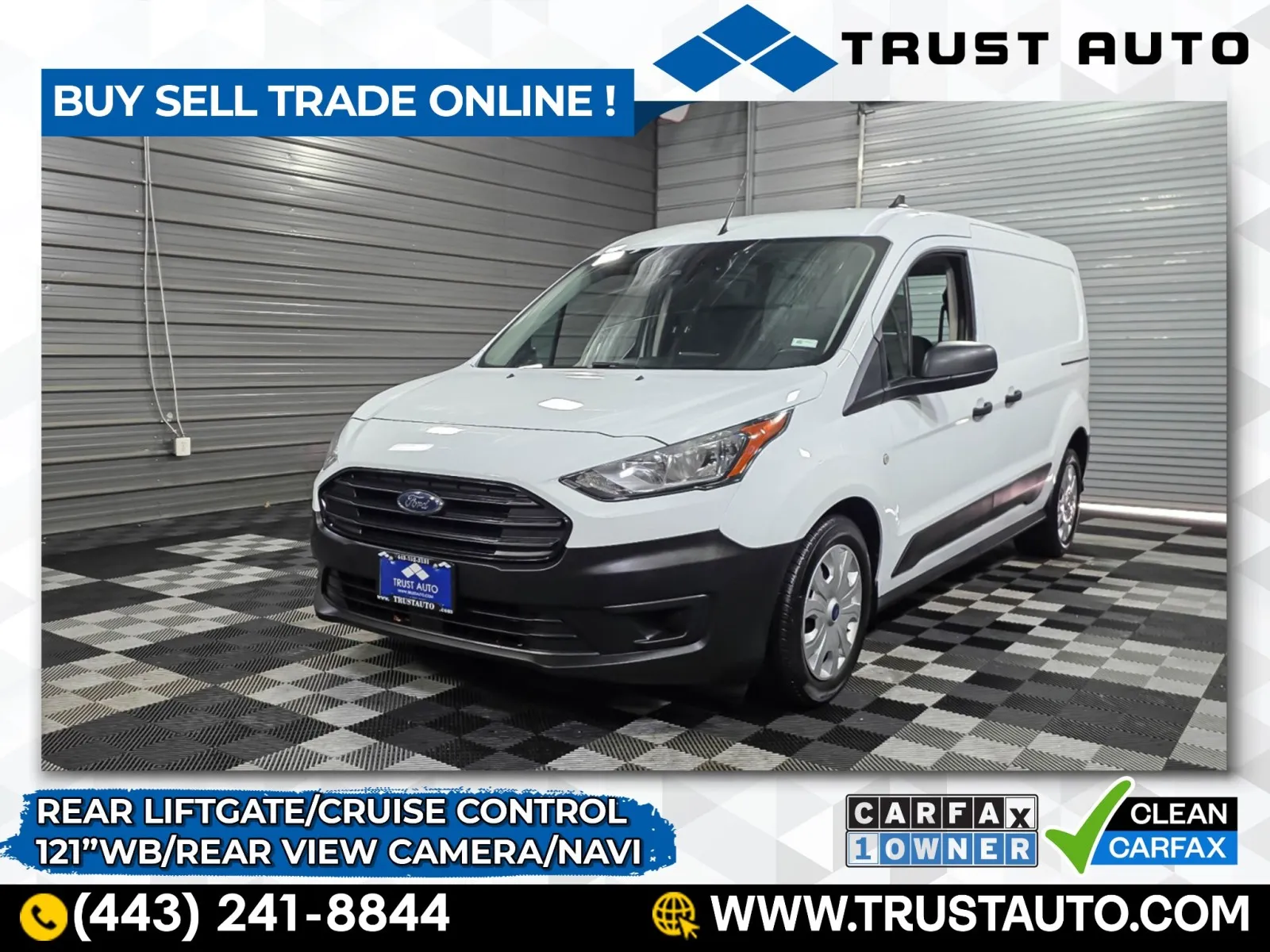 White 2023 Ford Transit Connect Cargo XL LWB 121''WB Minivan/Van w/Rear Liftgate for sale in Sykesville, MD