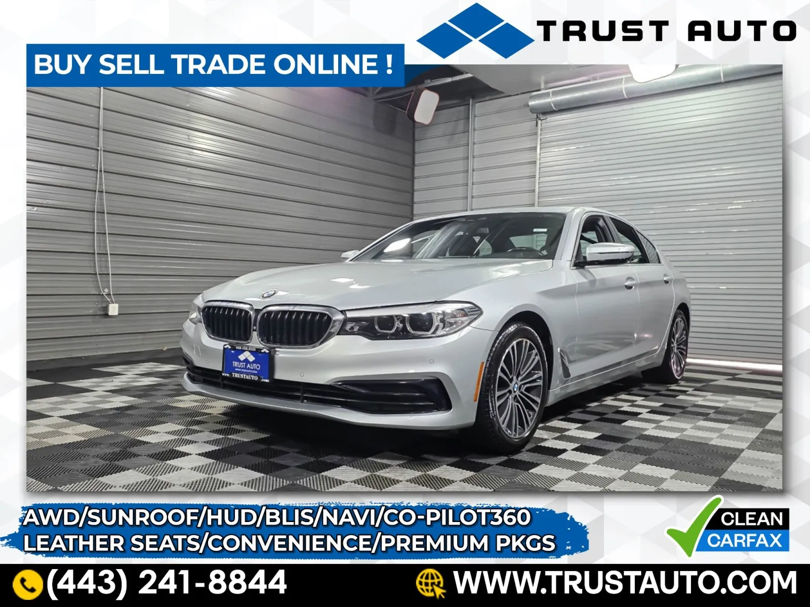 Silver 2019 BMW 5 Series 530i xDrive AWD Luxury Sedan w/Premium Pkg for sale in Sykesville, MD