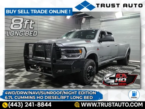 Silver 2022 Ram 3500 DRW Laramie 4WD Crew Cab Dually 6.7L Cummins HO Diesel Pickup Truck for sale in Sykesville, MD