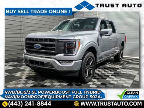 Silver 2022 Ford F-150 LARIAT 4WD SuperCrew Hybrid Electric Bed Pickup Truck for sale in Sykesville, MD
